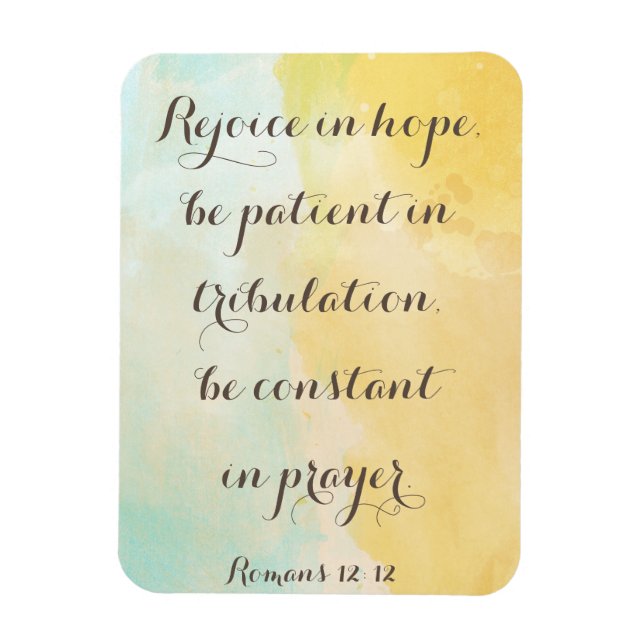 Imán Romanos 12:12 Biblia Verse Cita Acuarela (Vertical)