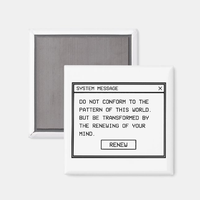 Imán Romanos 12:2 Ventana de Alerta de Computadora en B (Anverso/Reverso)