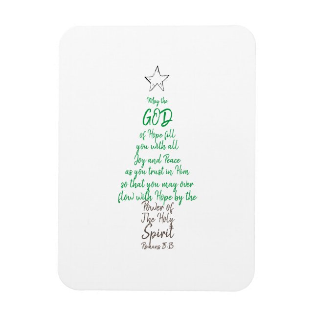 Imán Romanos 15:13 Árbol de Navidad Dios espero alegría (Vertical)