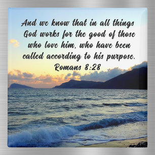 Imán Romanos 8:28 Biblia Personalizado Verse Sunset