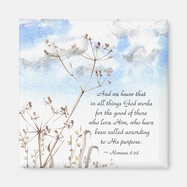 Imán Romanos 8:28 Todas las cosas que Dios trabaja para (Frente)