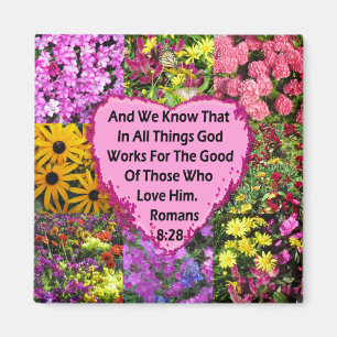 Imán ROMANOS DE FLORES DE bonito 8:28 SCRIPTURA VERSE
