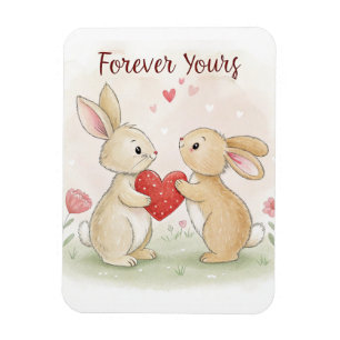 Imán Romantic Bunny Card - Para siempre