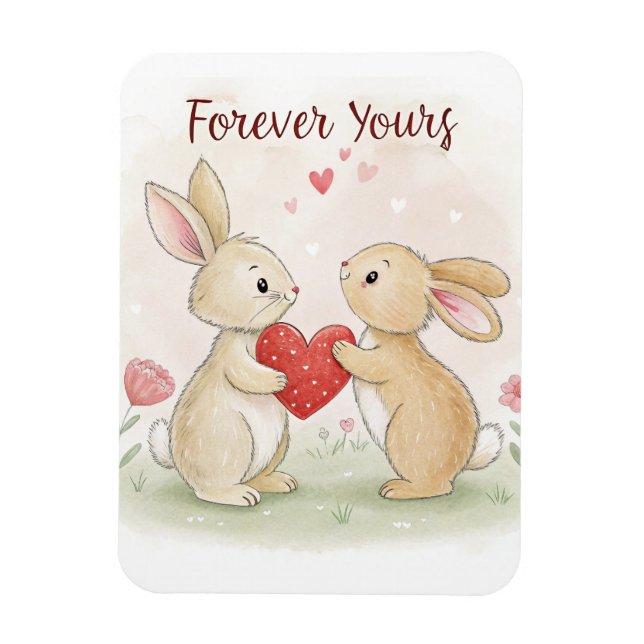 Imán Romantic Bunny Card - Para siempre (Vertical)