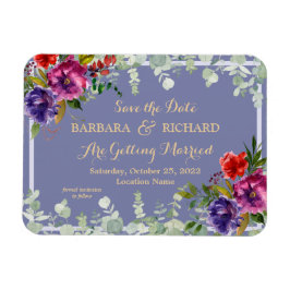 Imán Romantic Purple Floral Watercolor Save Date   