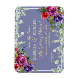 Imán Romantic Purple Floral Watercolor Save Date   