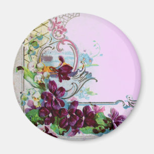 Imán ROMANTICA Floral Swirls Con Pansies Lilac Púrpura