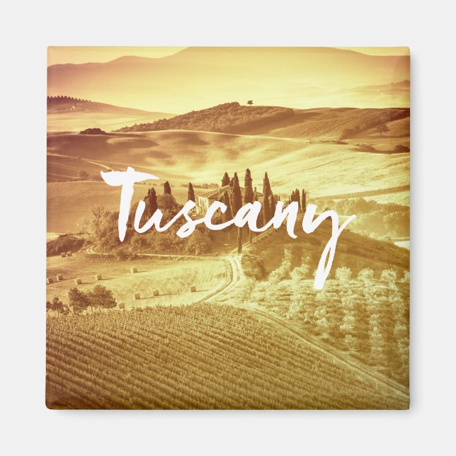 Imán Romántica soleada toscana Italia tipografía de pin (Frente)