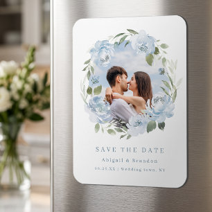Imán Romántico azul polvoriento floral foto guardar la 