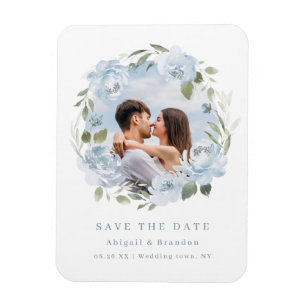 Imán Romántico azul polvoriento floral foto guardar la 