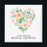 Imán Romántico Corazón Bridal Shower Favnet<br><div class="desc">Acuarela floral de la ducha nupcial favorece el imán. Artículos coincidentes disponibles en nuestra tienda.</div>
