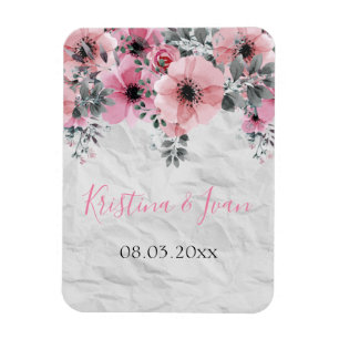 Imán Romántico elegante Boda floral antiguo