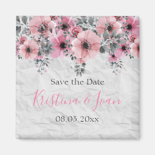 Imán Romántico elegante Boda floral antiguo