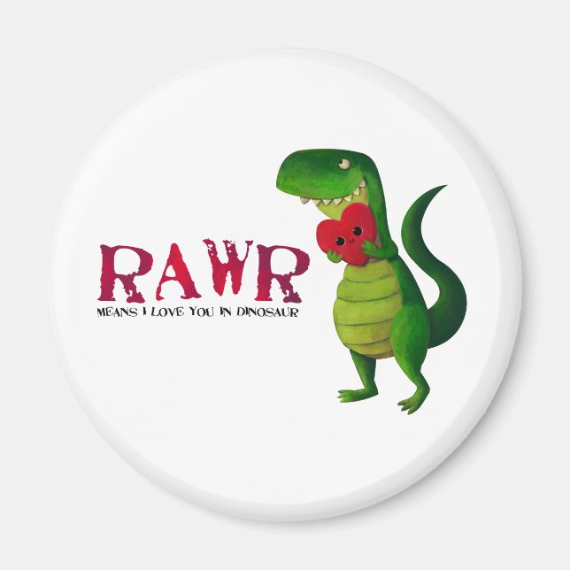 Imán Romántico RAWR T-rex Dinosaur (Frente)