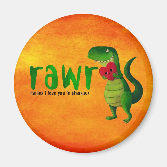 Imán Romántico RAWR T-rex Dinosaur (Frente)