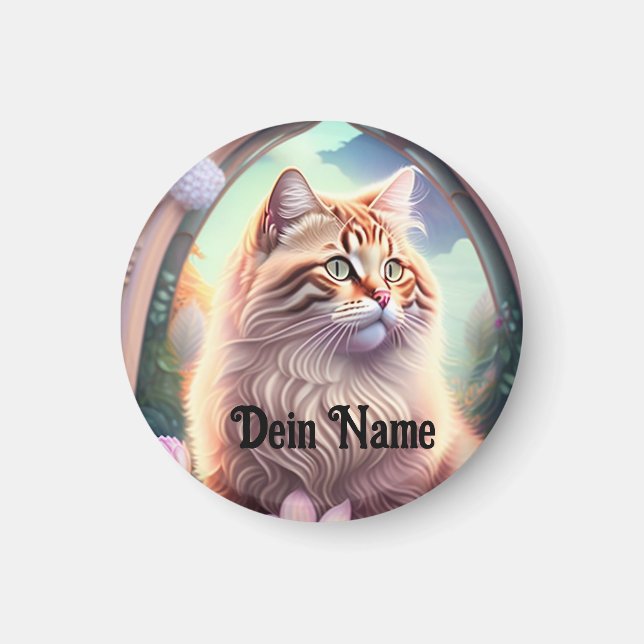 Imán Romantik Katze mit Blumen (Frente)