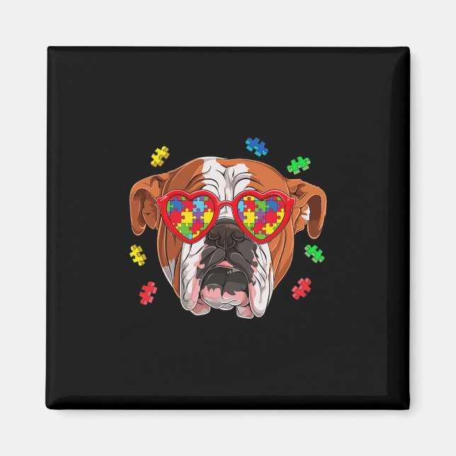 Imán Rompecabezas de perro de Bulldog inglés británico  (Frente)