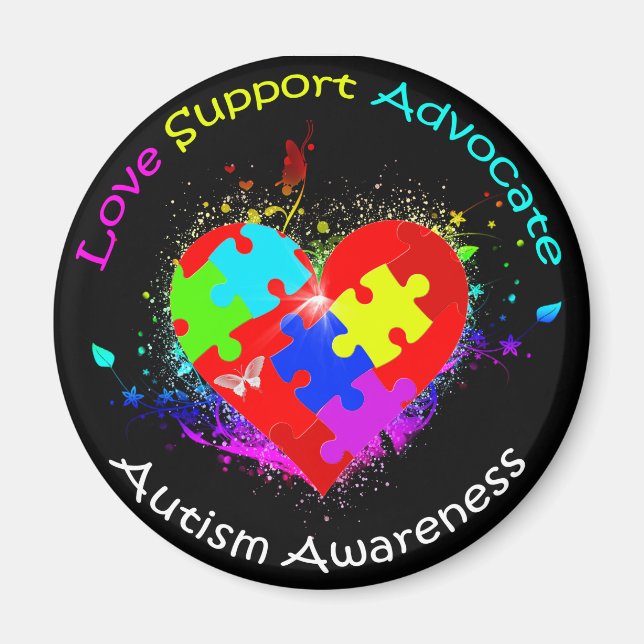 Imán Rompecabezas del autismo en el corazón (Frente)