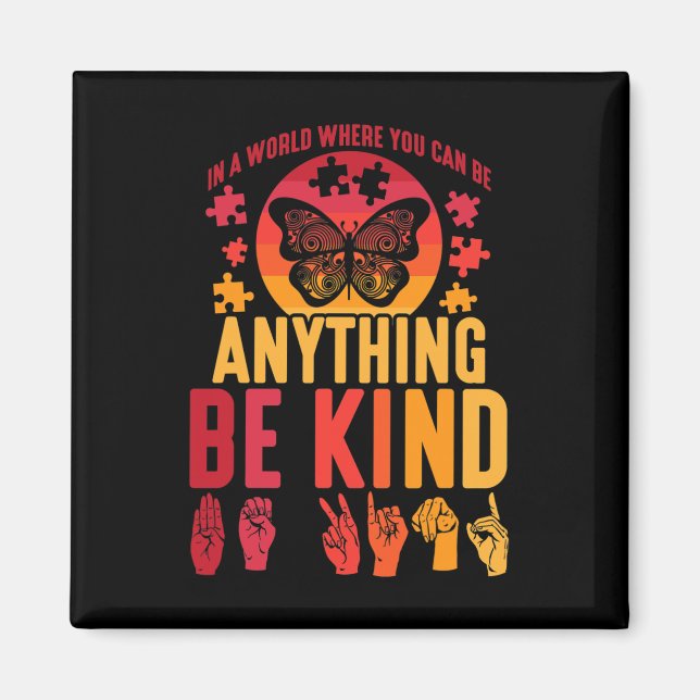 Imán Rompecabezas del lenguaje del Rótulo Mariposa sord (Frente)