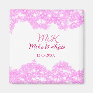 Imán Rompecabezas rosa añadir nombre de pareja fecha pu