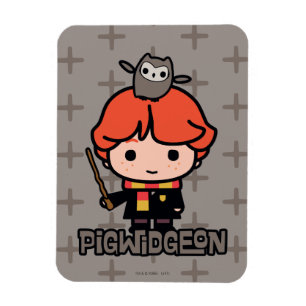 Imán Ron Weasley y Pigwidgeon de dibujos animados