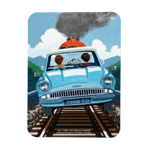 Imán Ron y HARRY POTTER™ en coche volador a HOGWARTS™