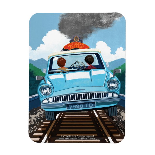 Imán Ron y HARRY POTTER™ en coche volador a HOGWARTS™ (Vertical)