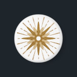 Imán Ronda de estreno de oro moderno de mediados del si<br><div class="desc">Diseño de inspiración moderna de mediados del siglo XX con estreno de oro retro vintage que sirve como punto focal, complementado con elementos modernos de diseño de starburst. Diseño sencillo y limpio de starburst en una paleta de colores dorados y blancos. Un diseño de una colección de coordinación. Diseñado como...</div>