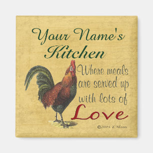 Imán Rooster Kitchen Magnet personalizado con su nombre