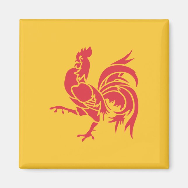 Imán Rooster Rojo (Bandera de Valonia) (Frente)