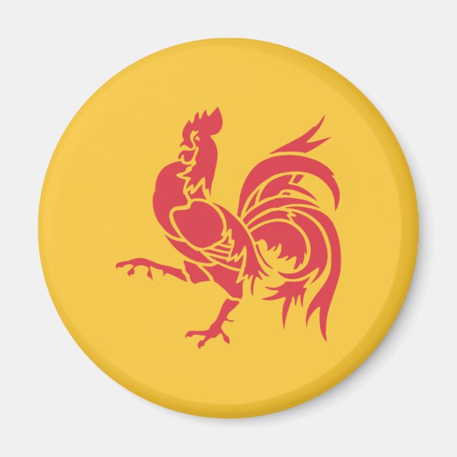 Imán Rooster Rojo (Bandera de Valonia) (Frente)