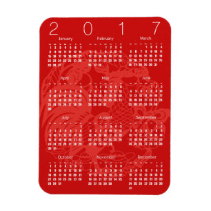Imán Rooster Rojo Calendario 2017 Magnet 2