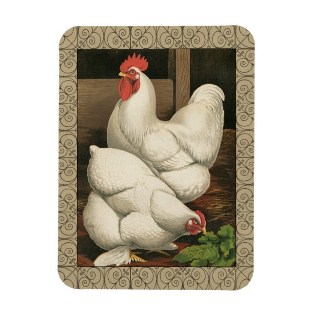 Imán Roosters & Hen afuera de la Casa Hen con la fronte (Vertical)