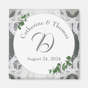 Imán Ropa blanca y hojas de Rosa