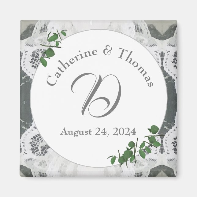 Imán Ropa blanca y hojas de Rosa (Frente)