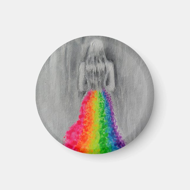 Imán Ropa de arcoiris princesa adorno cerámico (Frente)