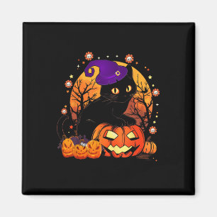 Imán Ropa De Calabaza De Halloween De Gato Negro Retro 
