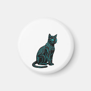 Imán Ropa de jugador de gato ciberpunk futurista Cyber