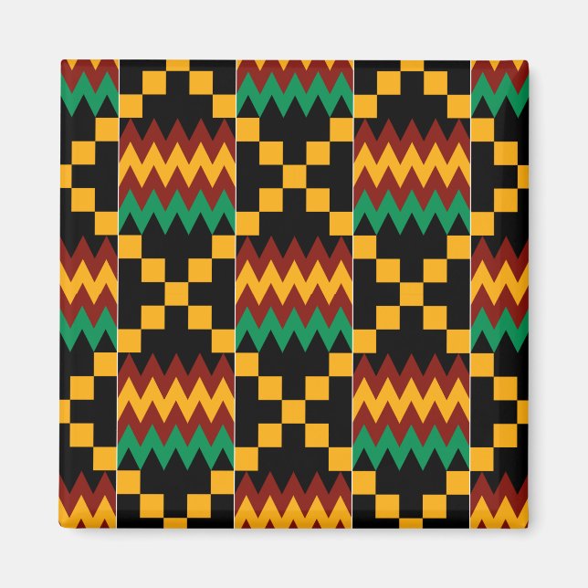 Imán Ropa de Kente negra, verde, roja y amarilla (Frente)