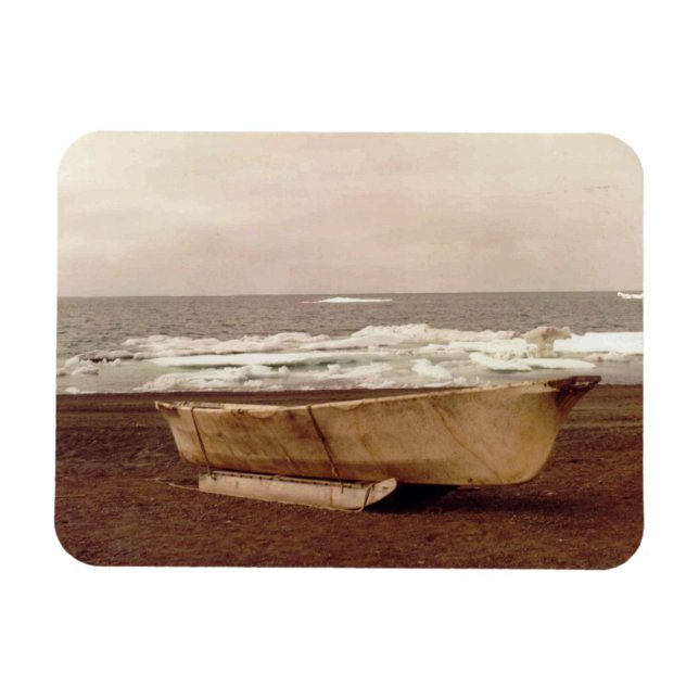 Imán Ropa de la piel de Umiak Balleneros Foto Impresa F (Horizontal)