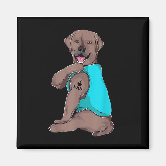 Imán Ropa de tatuaje de Labrador Retriever amo a papá,  (Frente)