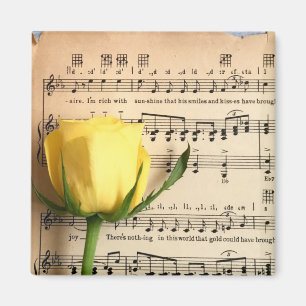 Imán Rosa amarilla de la música de la hoja