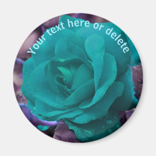 Imán Rosa Azul Flor Personalizada