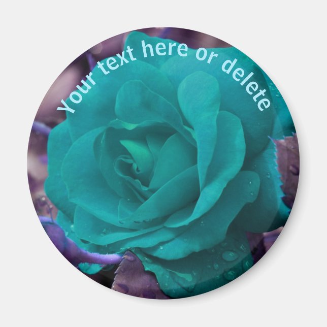 Imán Rosa Azul Flor Personalizada (Frente)