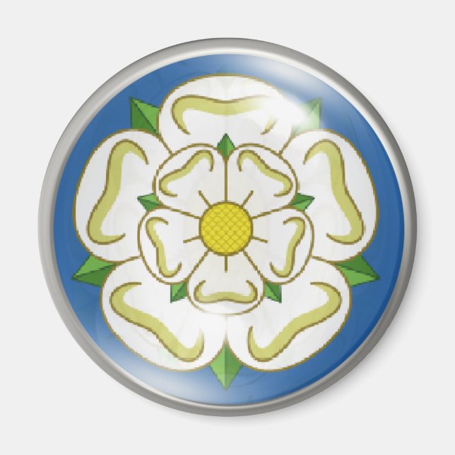 Imán Rosa blanca de la bandera de Yorkshire (Frente)
