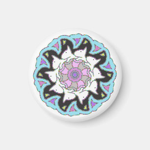 Imán Rosa blanco de bull terrier/diseño simétrico azul