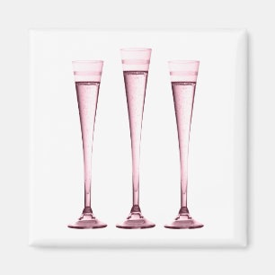 Imán Rosa Champagne Flutes Magnet