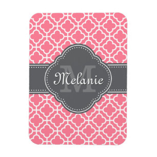 Imán Rosa claro qué patrón marroquí monograma gris oscu