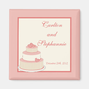 Imán Rosa/Creme Boda Cake Magnet Favorito