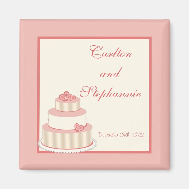Imán Rosa/Creme Boda Cake Magnet Favorito (Frente)